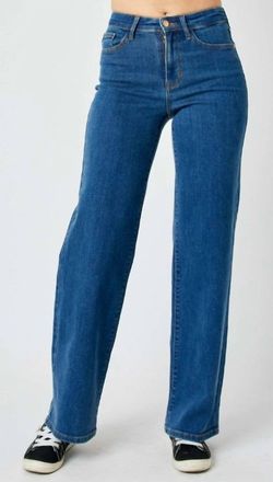 Judy Blue Womens High Rise Vintage Wide Leg Jean In Medium Wash