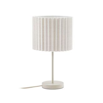 Lindby L&aacute;mpara de mesa de textura, tela, tejido, seda blanco