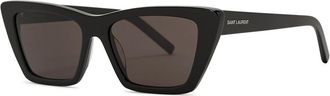 Saint Laurent Mica Black Cat-eye Sunglasses, Sunglasses, Black - Black/grey