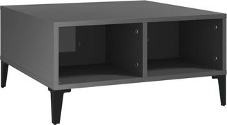 vidaXL Vidaxl - Mesa De Centro Madera Contrachapada Gris Brillante 60x60x30 Cm