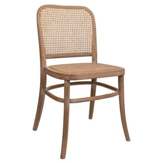 Wanderlust Deco Silla de madera y rejilla marr&oacute;n 44x40x48/83