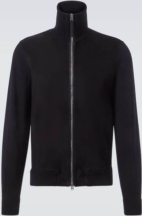 Tom Ford Pullover con zip in suede e misto lana