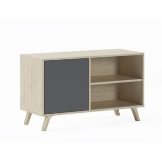 Skraut Home Skraut Home - Mueble Tv 100 Con Puerta Izquierda, Sal&oacute;n Comedor, Modelo Wind, Color Estructura Roble, Color Puerta Gris Antracita, Medidas 95x40x57cm 