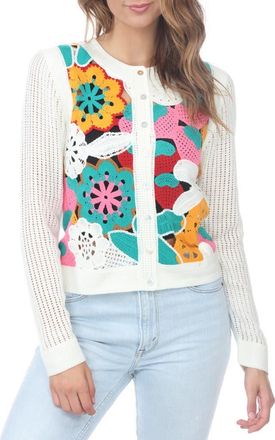 Rain + Rose Floral Open Knit Cardigan in As Is at Nordstrom, Size Small