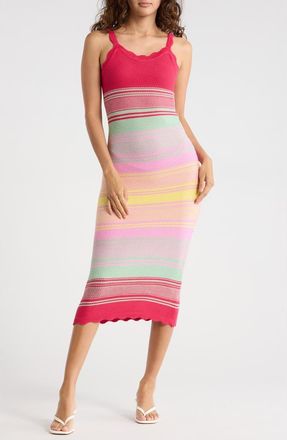 Madden Girl Ombr&eacute; Stripe Cami Sweater Dress in Raspberry Combo at Nordstrom Rack, Size Medium