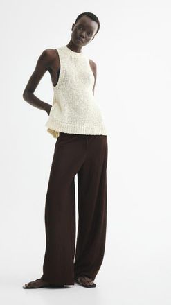 H&M Viscose-blend Barrel-leg Pants in Dark Brown at Nordstrom, Size X-Small