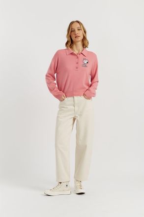 Chinti and Parker Wool-Cashmere Snoopy Polo Sweater in Salmon at Nordstrom, Size X-Large