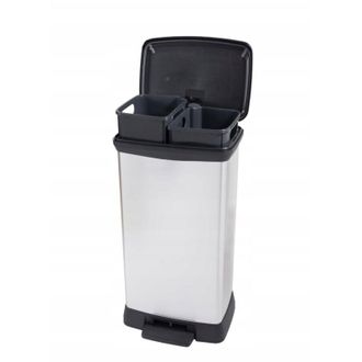 Curver Curver - Deco - Cubo De Basura (23 L + 23 L, Color Plateado Met&aacute;lico
