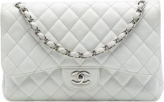 Chanel Pre-owned Classic Double Flap Shoulder Bag - Dames - Vintage Schoudertas - Wit - ONE Size - Leer - Vintage