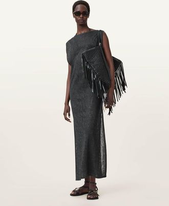 AllSaints Viscose Kaito Jacquard Sleeveless Maxi Dress, Size: XS