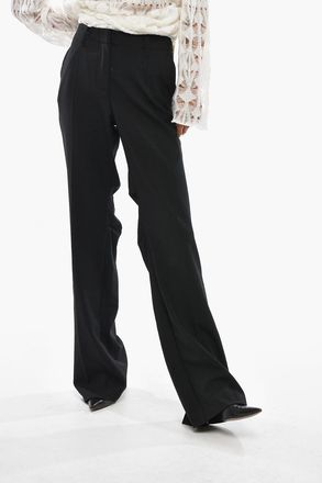 Off-white Pantaloni a Gamba Dritta in Misto Lana a Vita Alta Off-White