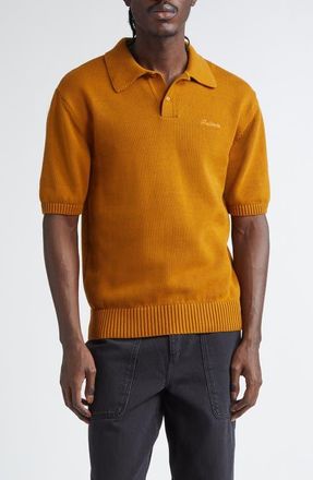 Palmes Marco Embroidered Logo Organic Cotton Polo Sweater in Mahogany at Nordstrom, Size X-Large