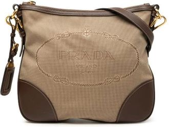 Prada Pre-owned Cross Body Bags, female, Brown, Size: ONE SIZE Pre-owned Vintage Canvas Cross Body Bag