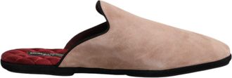 Dolce & Gabbana Beige Suede Leather Slides Flat Slipper Mens Shoes