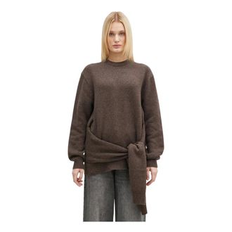 J.W.Anderson Geknoopte trui met gedrapeerde voorkant - Dames - Truien - Bruin - Maat: XS Katoen