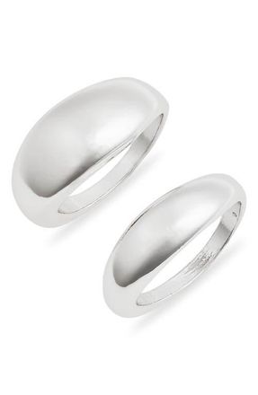 Open Edit Set of Two Domed Rings in Silver at Nordstrom, Size 7