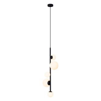 QAZQA Dise&ntilde;o L&aacute;mpara Colgante De Dise&ntilde;o Negra Con Cristal Esmerilado 5-luces - Vertical Met&aacute;lica /vidrio Esfera /alargada Adecuado Para Led Max. 5 X 8 Watt 