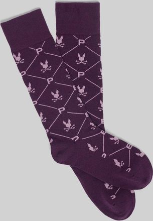 Psycho Bunny Mens New All Over Bunny Dress Sock 572 POTENT PURPLE / O/S