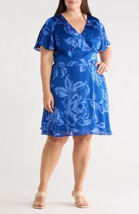Sugarlips Ciara Floral Print Dress in Navy-Blues at Nordstrom, Size 2X