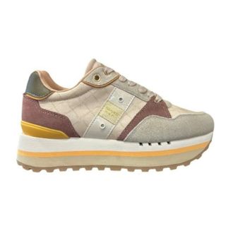 Blauer Sneaker van leer en su&egrave;de met logo - Dames - Sneakers - Roze - 41 EU - Leer - Schoenen