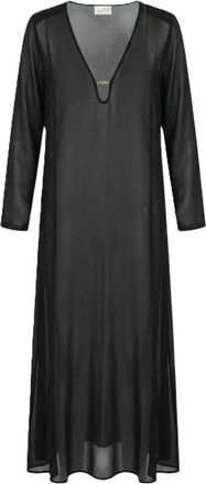 MC2 Saint Barth Sheer Black Maxi Dress with Deep V-Neckline