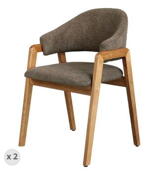 Moloo Silla de tela marr&oacute;n y fresno natural (x2)
