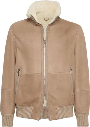 Brunello Cucinelli Curly Shearling Bomber Jacket