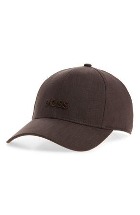 BOSS Zed Embroidered Logo Adjustable Baseball Cap in Dark Brown at Nordstrom