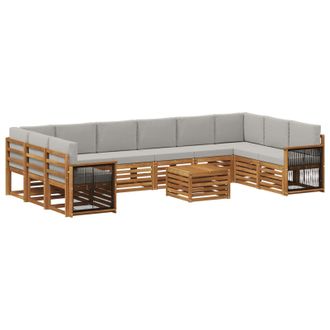 vidaXL Conjunto De Sof&aacute;s De Exterior 8 Pcs Natural Y Gris Claro Vidaxl