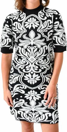 THML Clothing Knit To Be Floral Sweater Dress In White/black