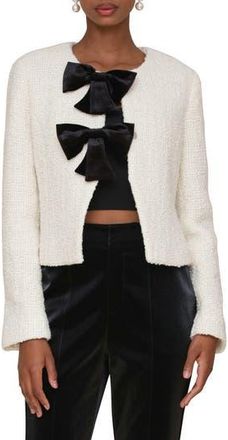 Avec Les Filles Bow Cropped Cardigan in White at Nordstrom Rack, Size X-Large