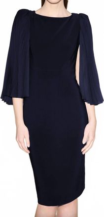 Joseph Ribkoff Pleated Sleeve Sheath Dress In Midnight