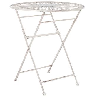 Beliani Beliani - Mesa De Balc&oacute;n De Metal Blanco Crema 70 Cm Retro Franc&eacute;s Exterior Scafa