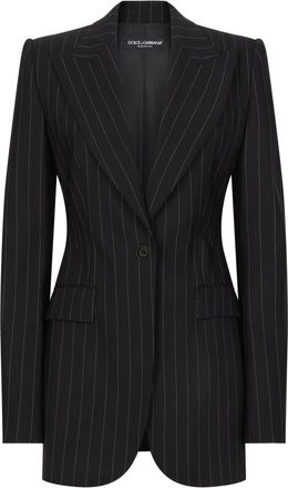 Dolce & Gabbana striped long sleeve blazer - women - Spandex/Elastane/Virgin Wool/Silk/Spandex/Elastane - 44 - Black