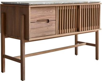 Tikamoon Mueble de ba&ntilde;o de nogal macizo y terrazo pr&eacute;mium de 125 cm