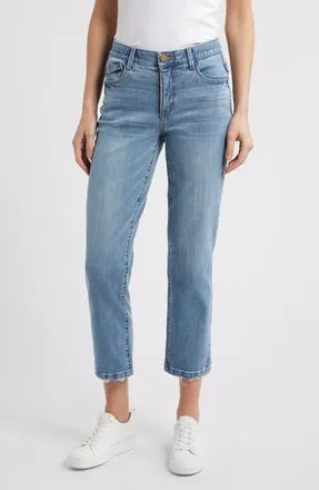 Wit & Wisdom Logan AbSolution High Waist Ankle Slim Straight Leg Jeans in Light Blue Artisanal at Nordstrom Rack, Size 14