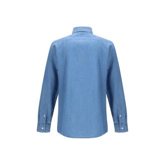 Brunello Cucinelli Mens Blue Denim Shirt