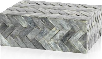 Zodax Bengkulu Herringbone Bone Decorative Box in Gray at Nordstrom Rack