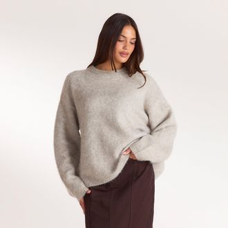 Lounge Pluizige gebreide jumper - Warm Grijs - XXL