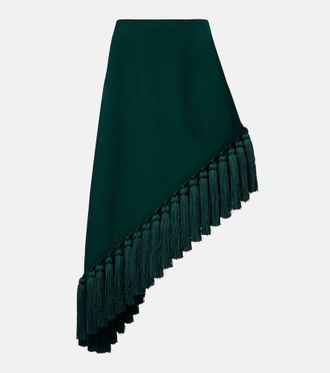Alaia Ala&iuml;a Gonna midi asimmetrica in gabardine di lana