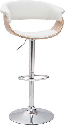 Miliboo Taburete De Bar Regulable Blanco Y Madera Clara Oktav