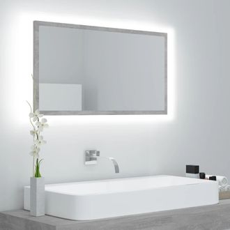 vidaXL Espejo De Ba&ntilde;o Acr&iacute;lico Gris Hormig&oacute;n 80x8,5x37 Cm Vidaxl