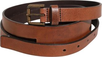 Dolce & Gabbana Double Strap Leather Gold Buckle Belt - Heren - Riemen - Bruin - ONE Size - Leer - Accessoires