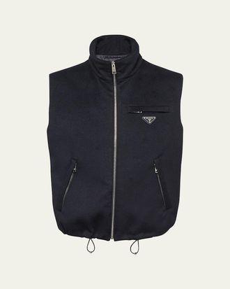 Prada Mens Solid Cashmere-Blend Vest