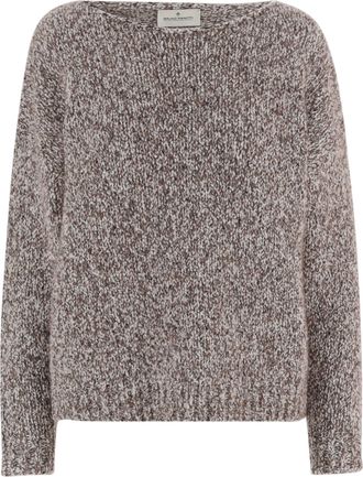 Bruno Manetti Brown Textured Virgin Wool-Blend Crew Neck Sweater