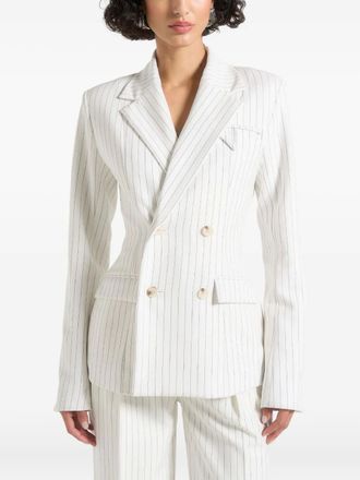 Mani&egrave;re De Voir Maia pinstripe double-breasted blazer - women - Fabric - 10 - White