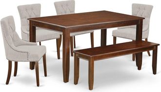 East West Furniture Dining Room Set Mahogany, DUFR6-MAH-05
