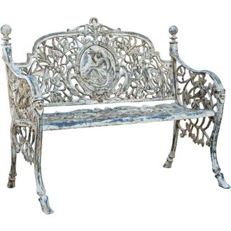 Biscottini International Biscottini - Panchina da giardino in ghisa 105x62x90 cm Divanetto da esterno Panca con braccioli Liberty Sedia 2 posti Panchina in ferro