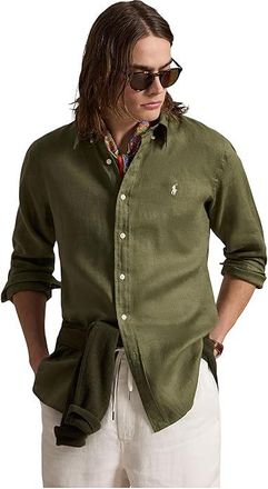 Polo Ralph Lauren Long Sleeve Linen - Classic Mens Long Sleeve Button Up Garden Trail : 2XL