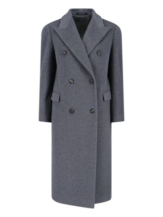 Tagliatore Grey Jole Double-Breasted Belted Cashmere Coat